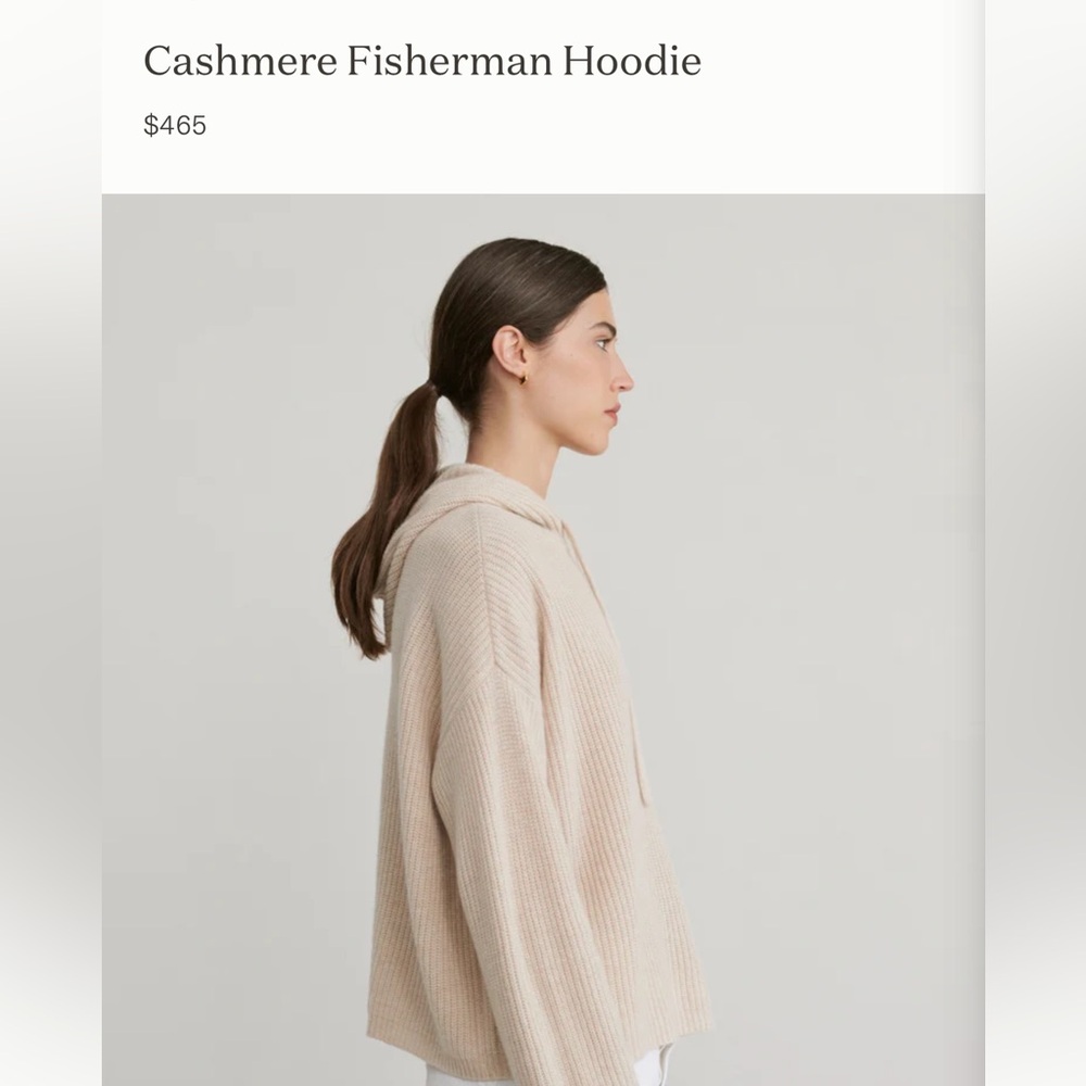 Cream Ribbed Knit Hoodie - Picture 3 of 4